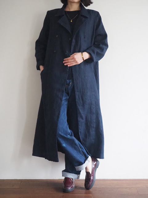 未使用 fog linen work フェイコート リネンロングコート 黒 フェイ 