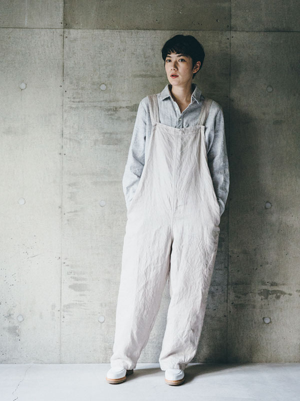 fog linen work フォグリネンワークリネンサロペット ブラック 1