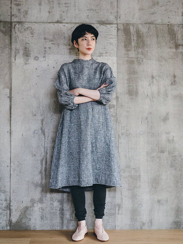 2022年春夏 fog linen workフォグリネンワーク ワンピース ネイビー